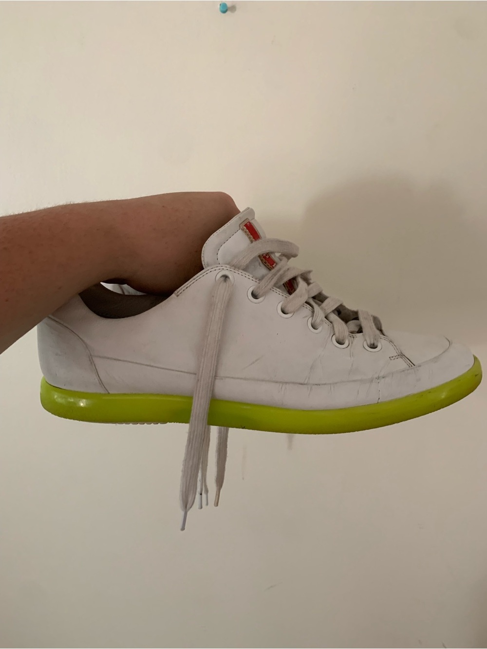 Prada Marco Sneakers White / Green Size UK 9 US 10 Vintage